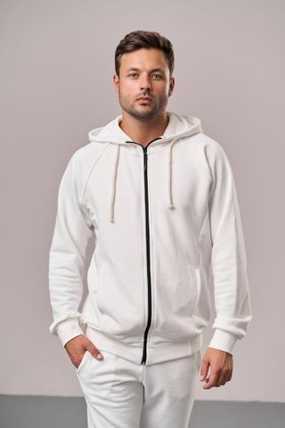 Кофта на замке мужская цвет белый 21510246 фото